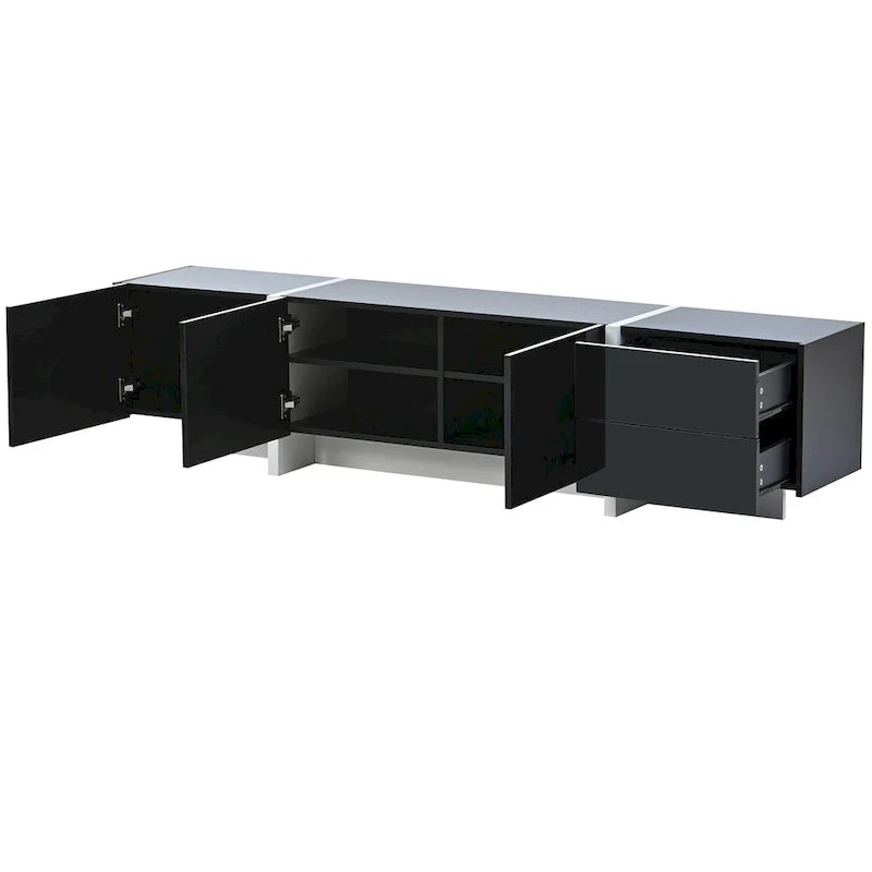 Black 74.8 Gloss TV Stand with Drawers for 80 TVs