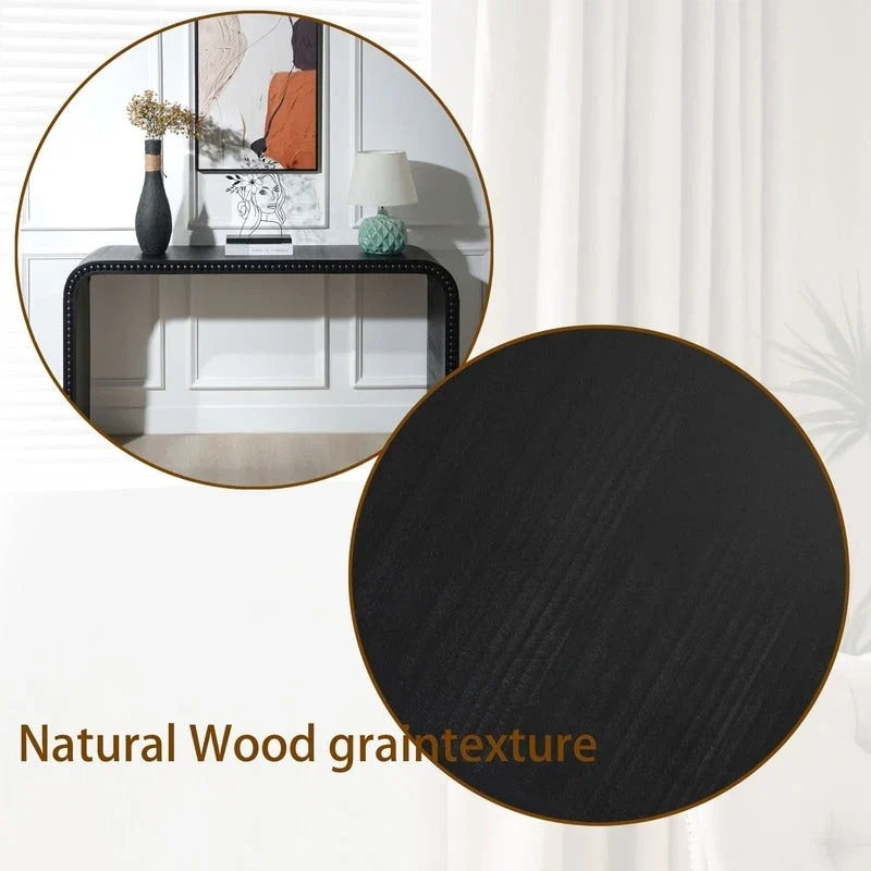 59 Entryway Table, Curved Waterfall-style Table,Console Table with Wood Beads