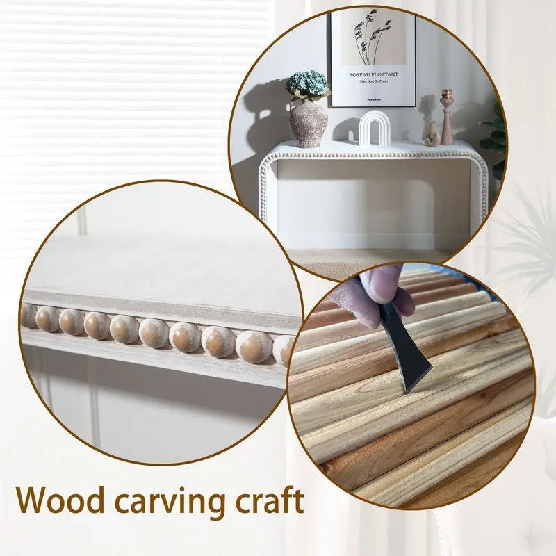 59 Entryway Table, Curved Waterfall-style Table,Console Table with Wood Beads