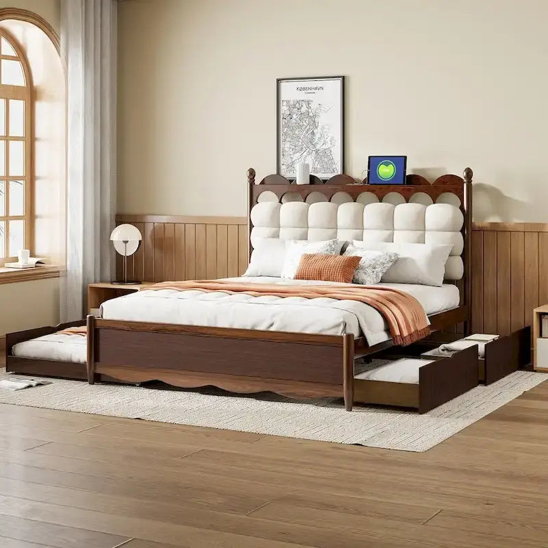 Letto contenitore in legno con 2 cassetti capienti