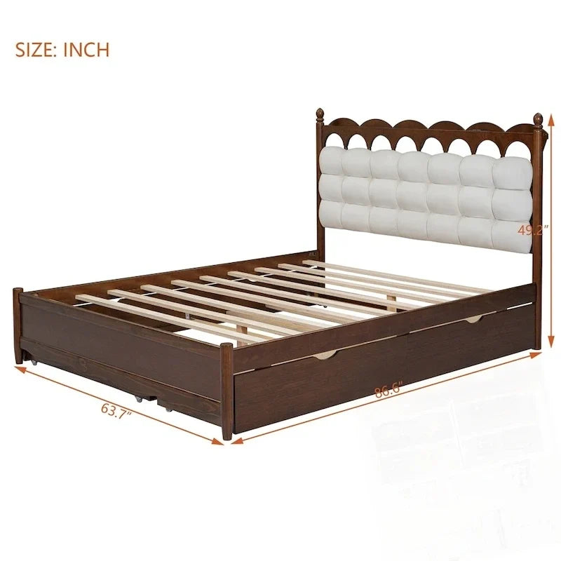 Letto contenitore in legno con 2 cassetti capienti