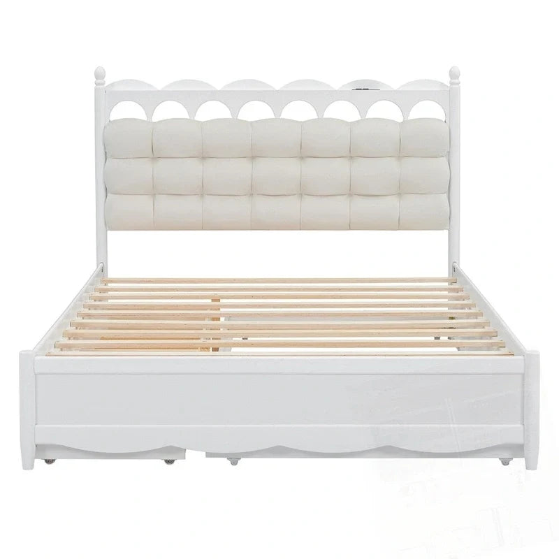 Letto contenitore in legno con 2 cassetti capienti