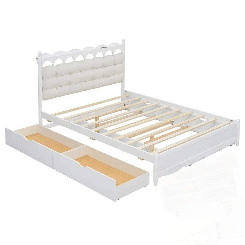 Letto contenitore in legno con 2 cassetti capienti