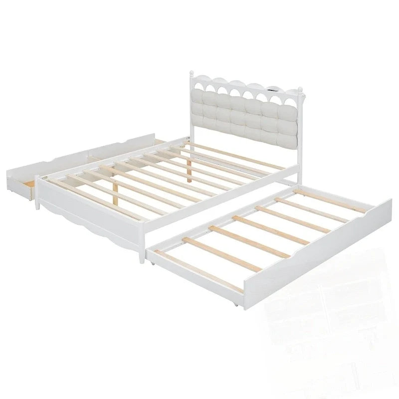 Letto contenitore in legno con 2 cassetti capienti