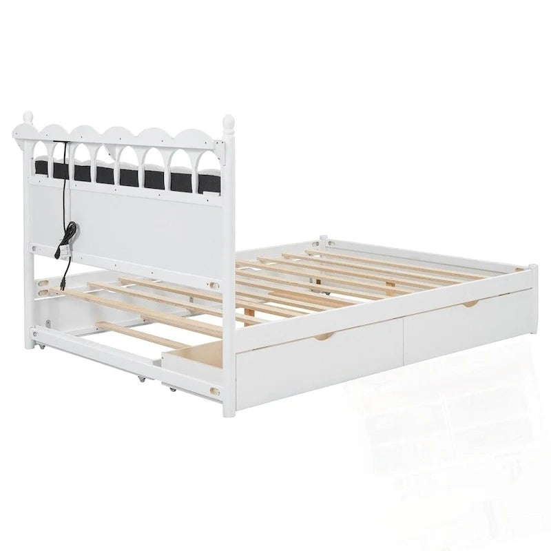 Letto contenitore in legno con 2 cassetti capienti