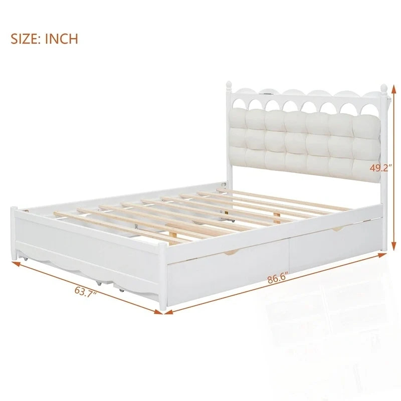 Letto contenitore in legno con 2 cassetti capienti