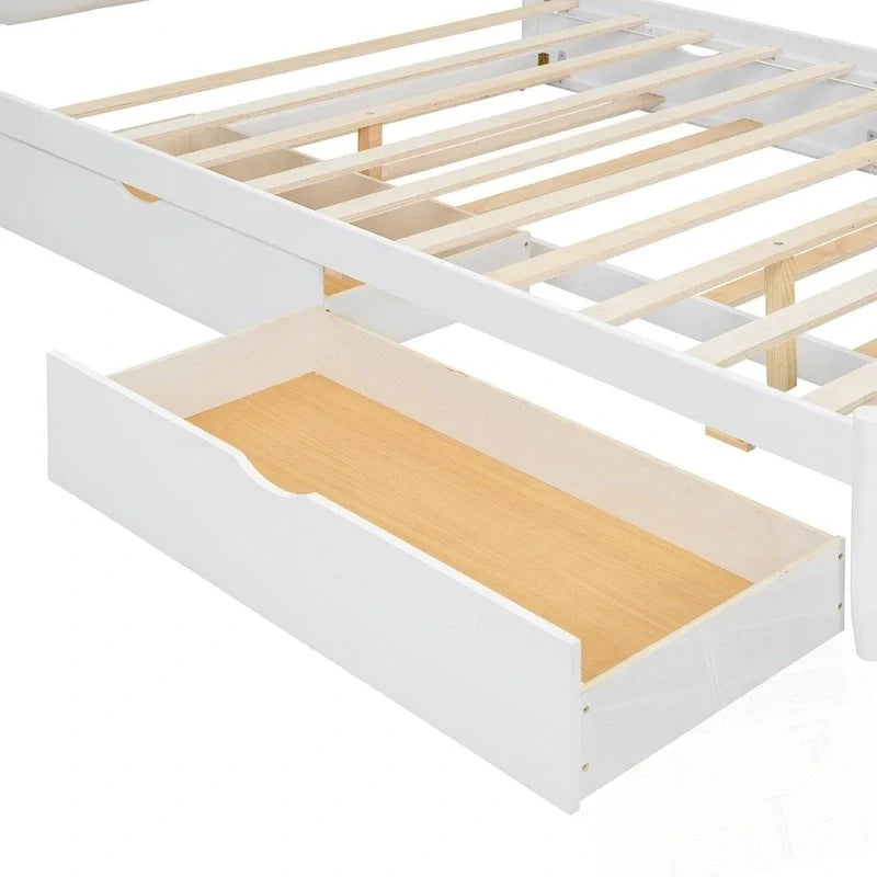 Letto contenitore in legno con 2 cassetti capienti