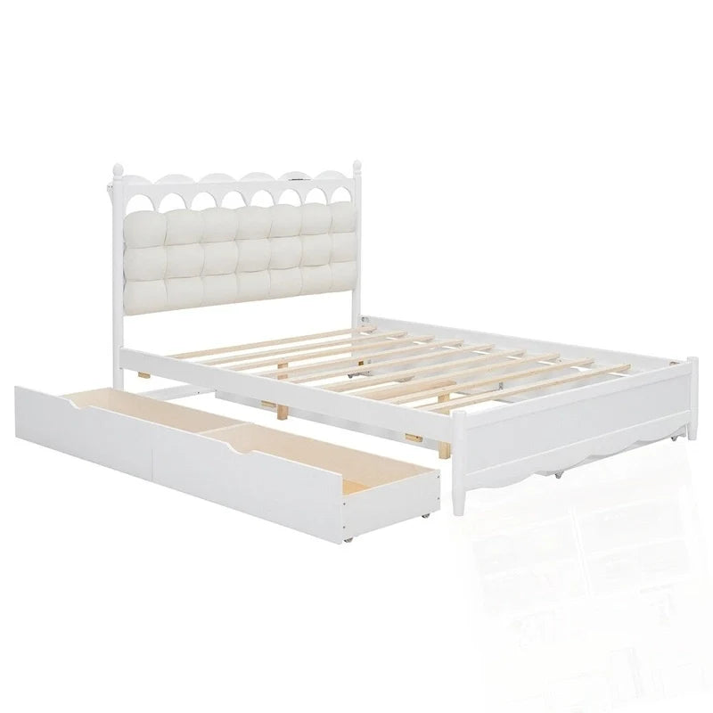 Letto contenitore in legno con 2 cassetti capienti
