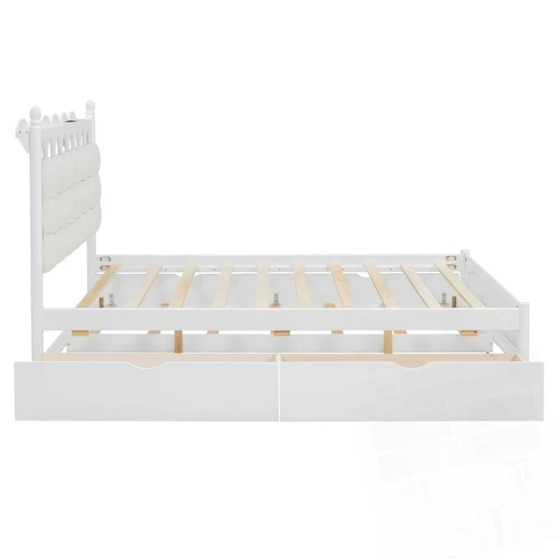 Letto contenitore in legno con 2 cassetti capienti