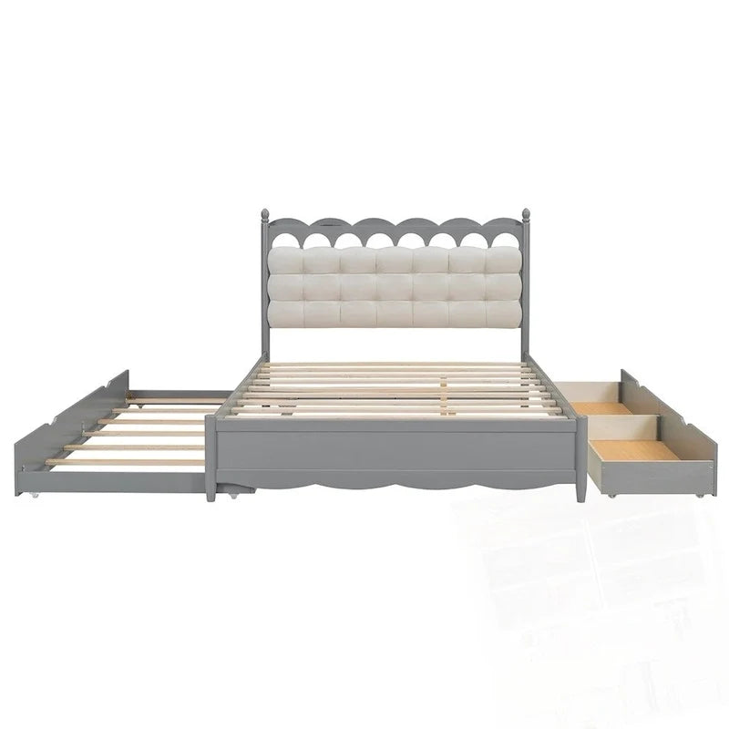 Letto contenitore in legno con 2 cassetti capienti