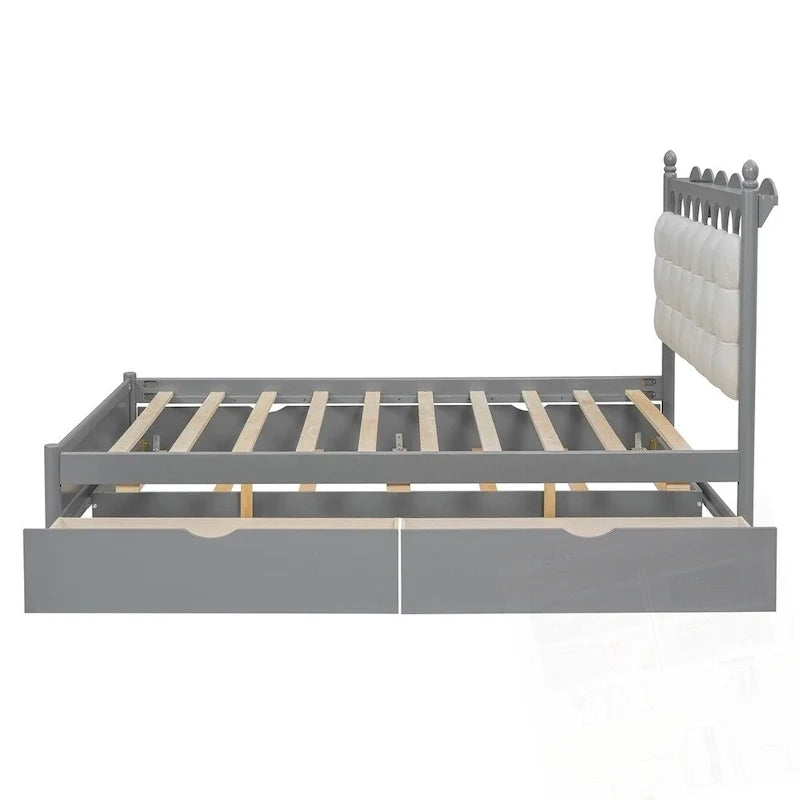 Letto contenitore in legno con 2 cassetti capienti