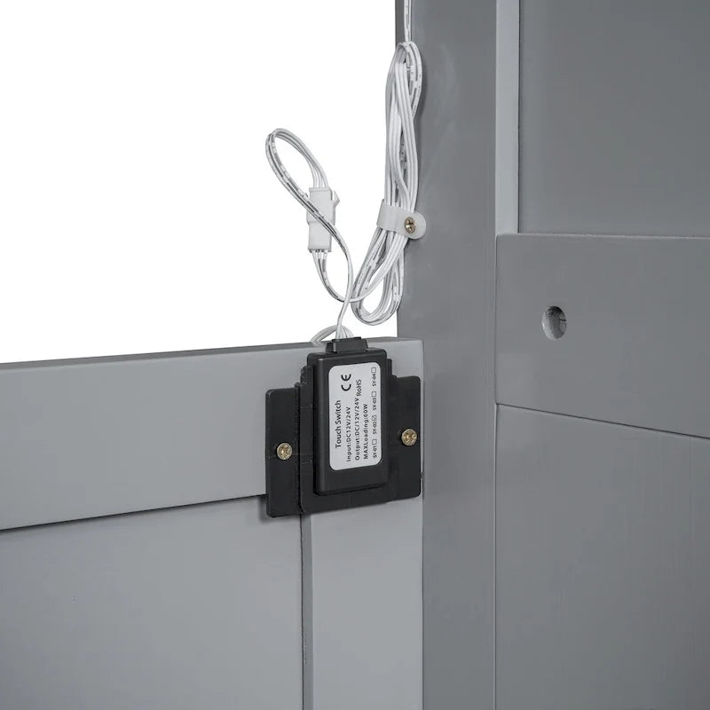 Letto a scomparsa a parete con piccolo armadio e luci LED, letto trasformabile in mobile con ripiani contenitori