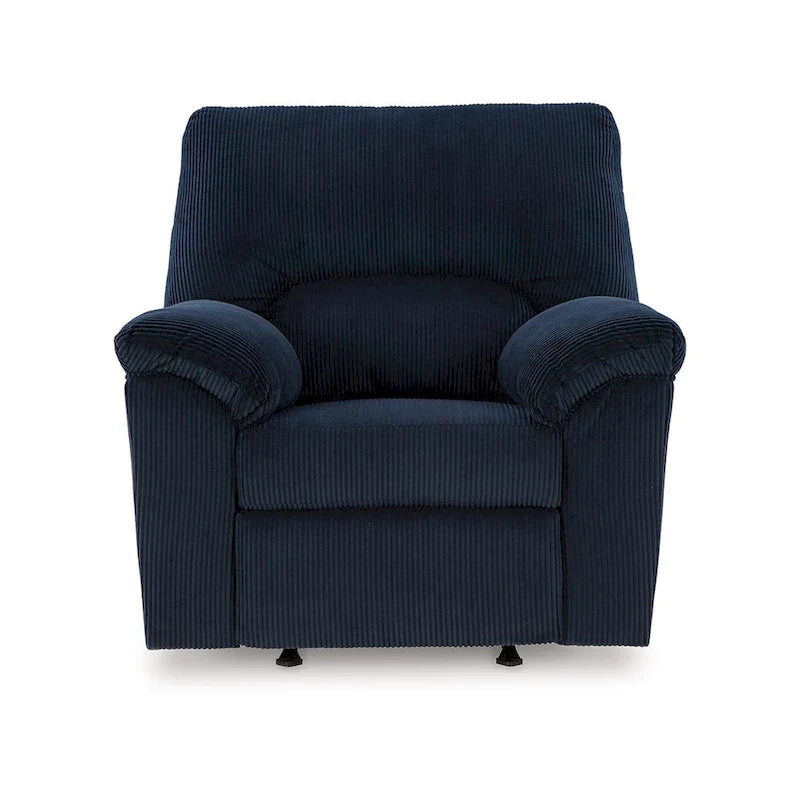 Rocker Recliner Chair, Pillow Top Arms, Dark Navy Blue Corduroy