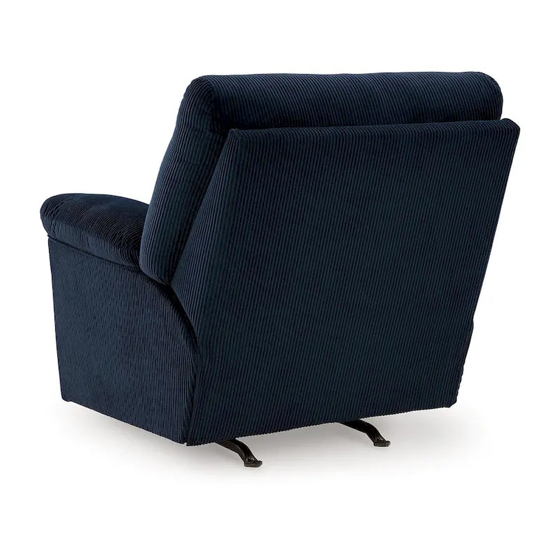 Rocker Recliner Chair, Pillow Top Arms, Dark Navy Blue Corduroy