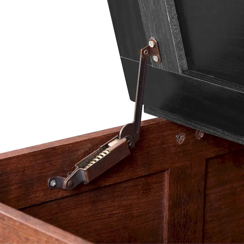 Tavolino da caffè quadrato in legno stile rustico, con ampio vano contenitore nascosto e piano incernierato sollevabile, per soggiorno