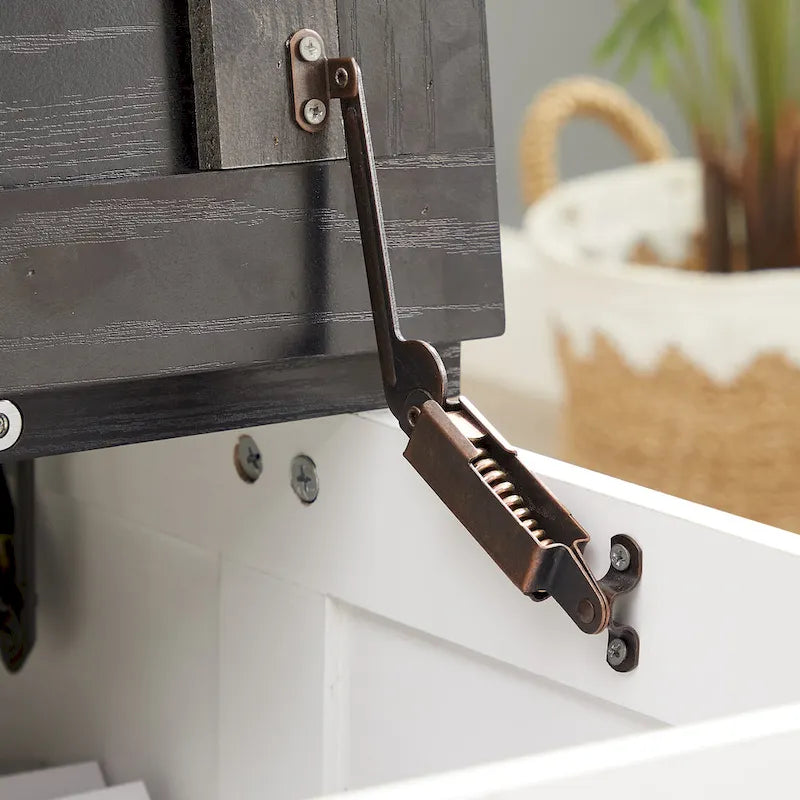 Tavolino da caffè quadrato in legno stile rustico, con ampio vano contenitore nascosto e piano incernierato sollevabile, per soggiorno