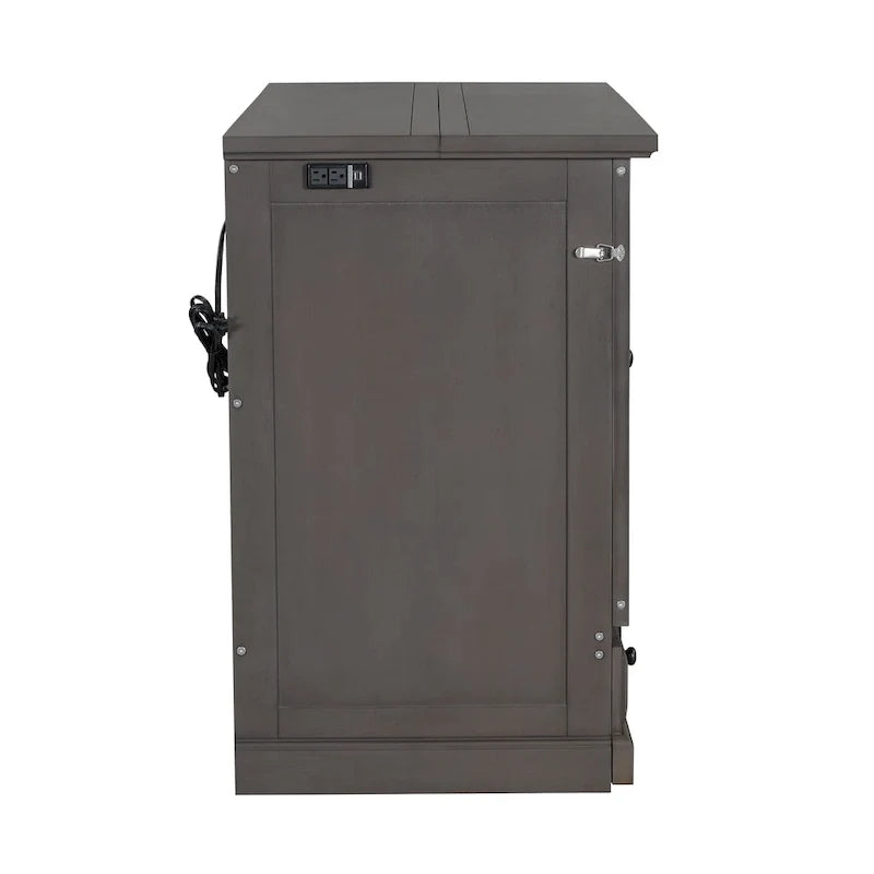 Solid Pine Wood Murphy Bed Chest Cube Cabinet Bed with Charging Station and Large Storage Drawer
