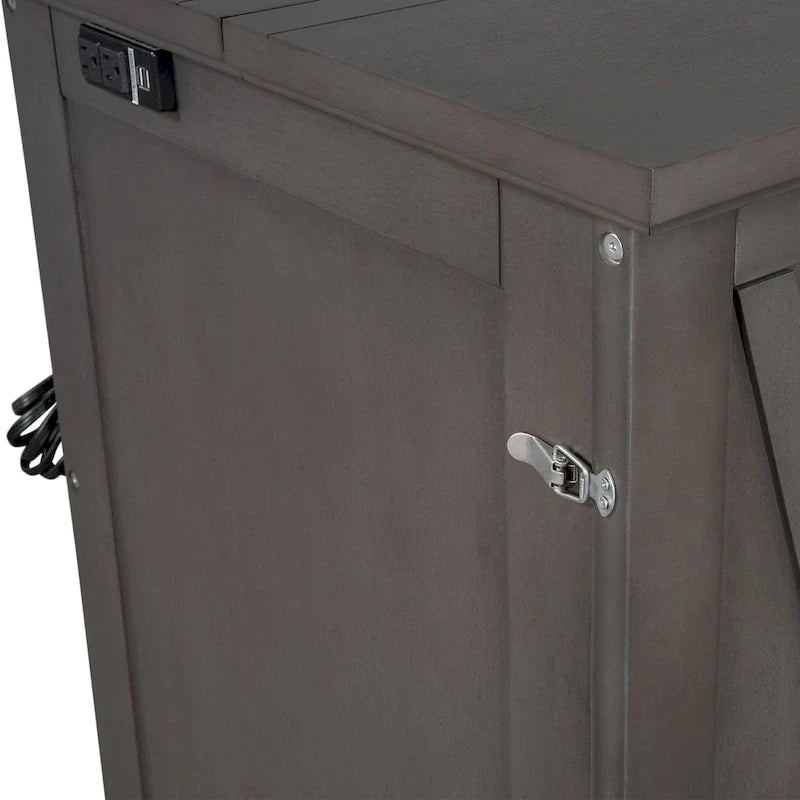 Solid Pine Wood Murphy Bed Chest Cube Cabinet Bed with Charging Station and Large Storage Drawer