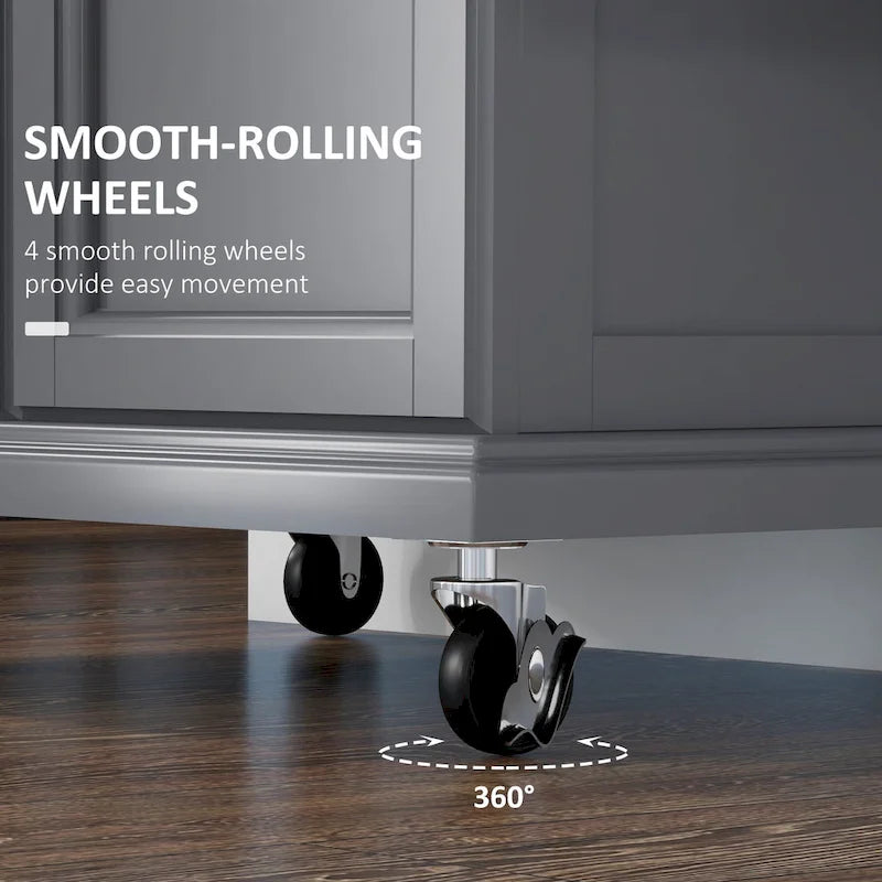 Isola da cucina con ruote, carrello da cucina mobile con piano in acciaio inox, cassetto, portasciugamani e portaspezie