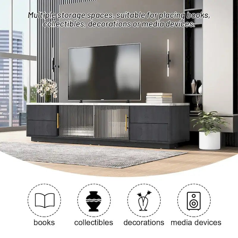 Mobile TV da 62.9 con 4 cassetti e ampio spazio contenitore, per TV fino a 70