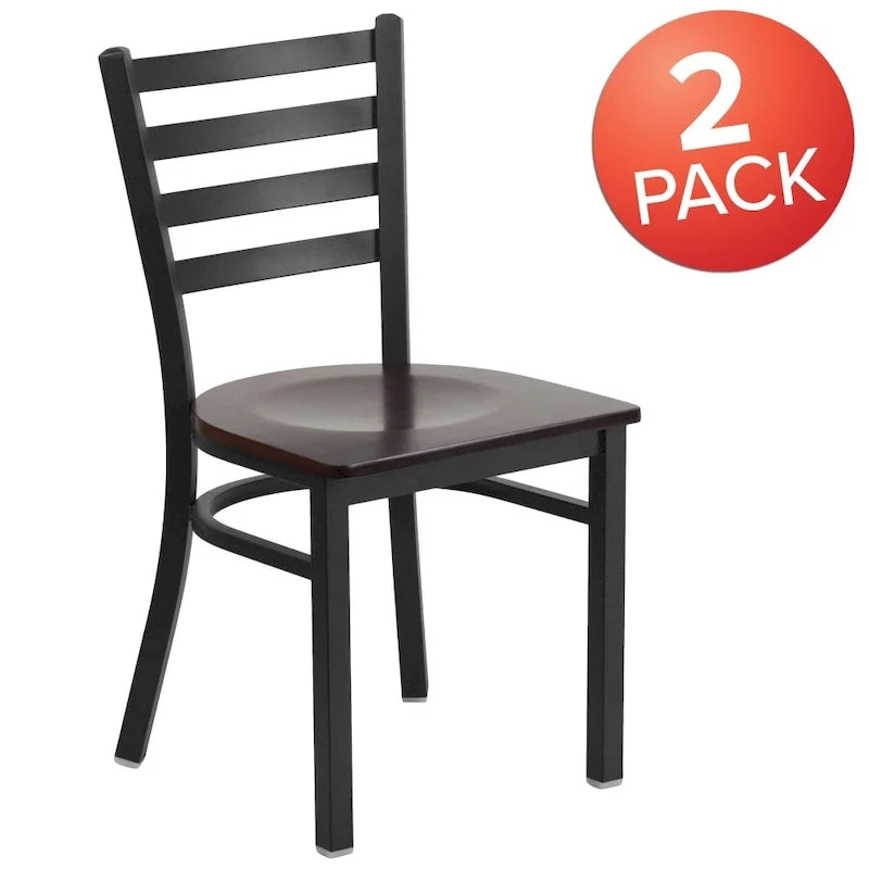 Set di 2 sedie da ristorante in metallo con schienale a scala - 16.5W x 17D x 32.25H - 16.5W x 17D x 32.25H