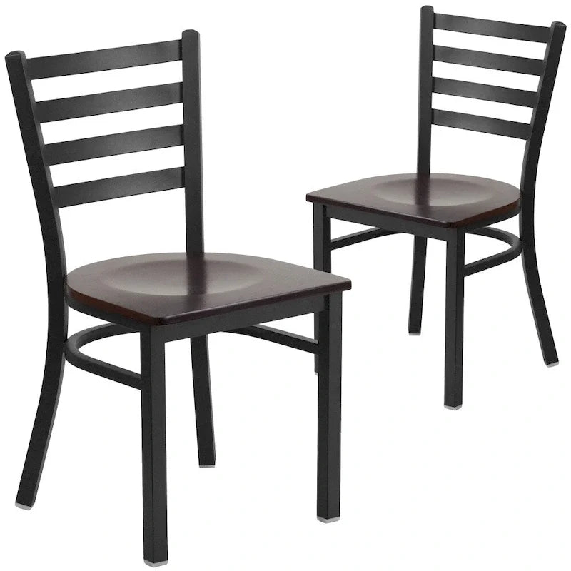 Set di 2 sedie da ristorante in metallo con schienale a scala - 16.5W x 17D x 32.25H - 16.5W x 17D x 32.25H
