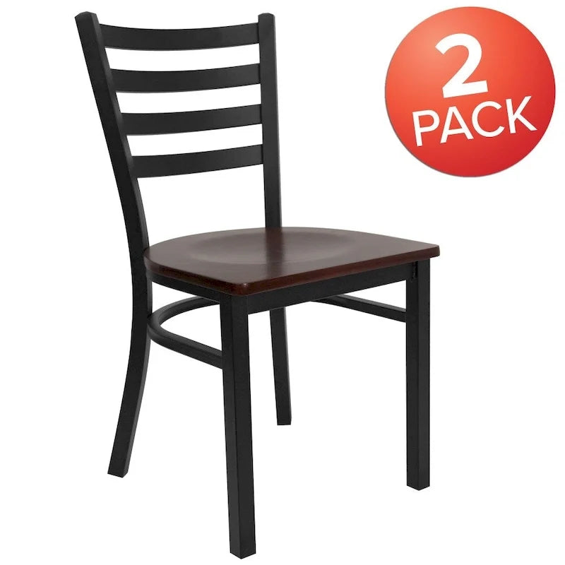 Set di 2 sedie da ristorante in metallo con schienale a scala - 16.5W x 17D x 32.25H - 16.5W x 17D x 32.25H