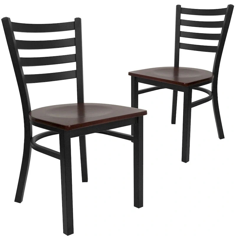 Set di 2 sedie da ristorante in metallo con schienale a scala - 16.5W x 17D x 32.25H - 16.5W x 17D x 32.25H