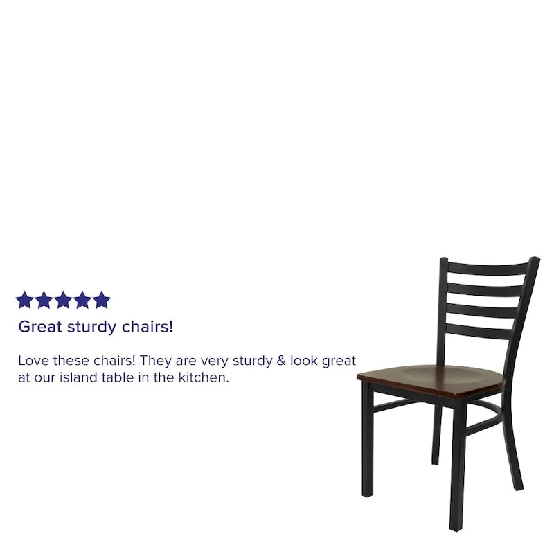 Set di 2 sedie da ristorante in metallo con schienale a scala - 16.5W x 17D x 32.25H - 16.5W x 17D x 32.25H