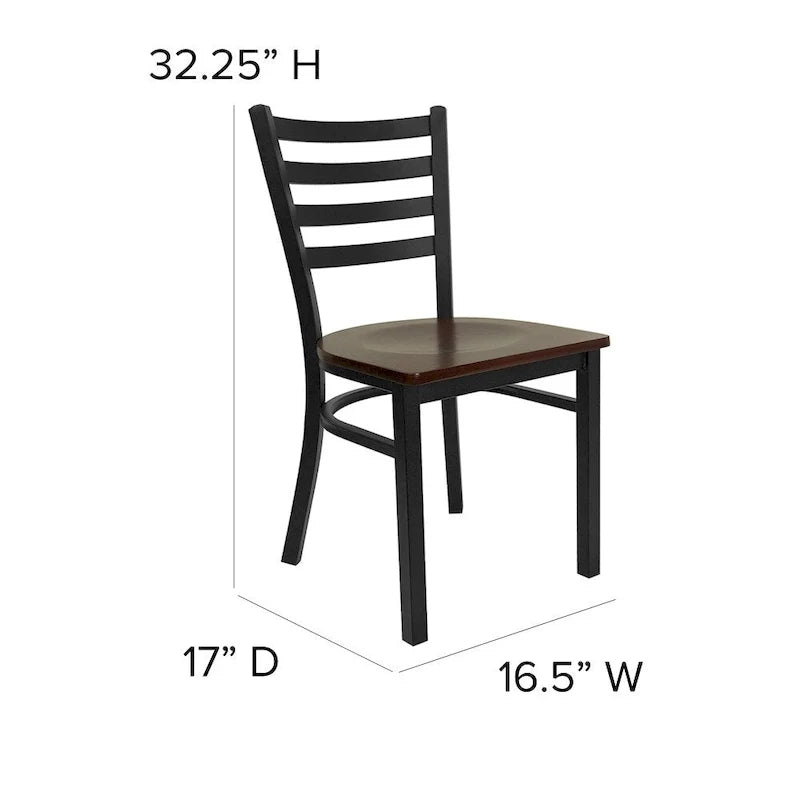 Set di 2 sedie da ristorante in metallo con schienale a scala - 16.5W x 17D x 32.25H - 16.5W x 17D x 32.25H