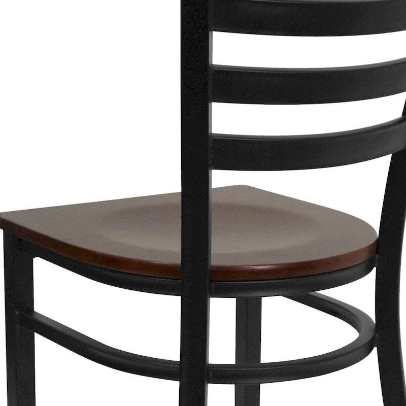 Set di 2 sedie da ristorante in metallo con schienale a scala - 16.5W x 17D x 32.25H - 16.5W x 17D x 32.25H