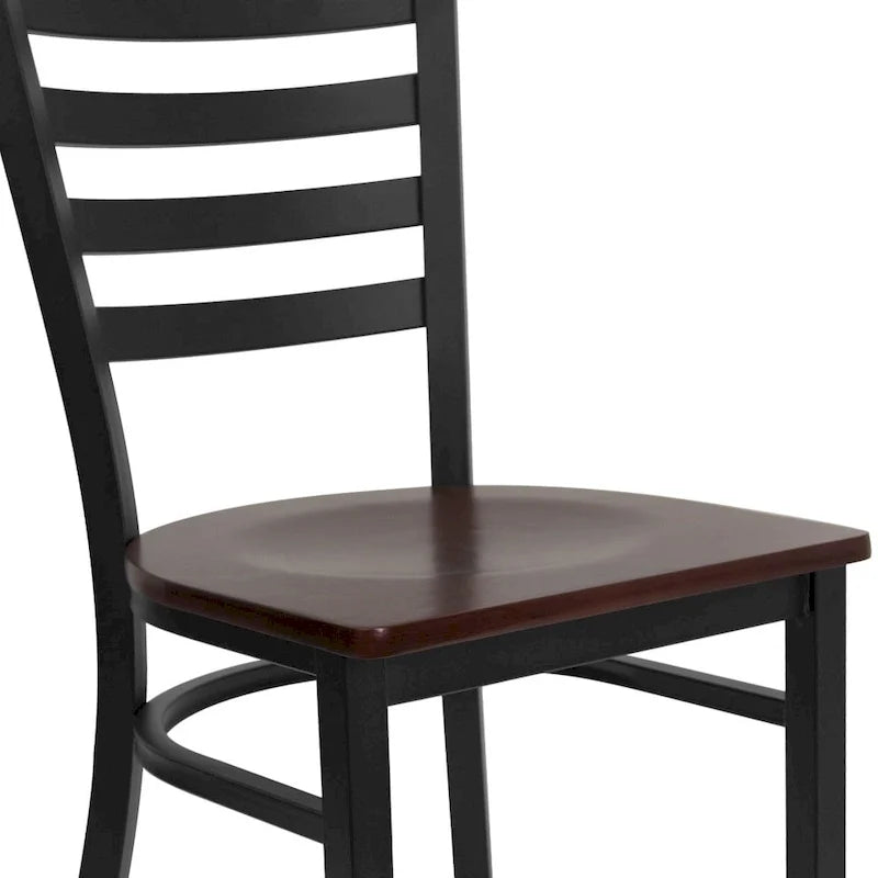Set di 2 sedie da ristorante in metallo con schienale a scala - 16.5W x 17D x 32.25H - 16.5W x 17D x 32.25H