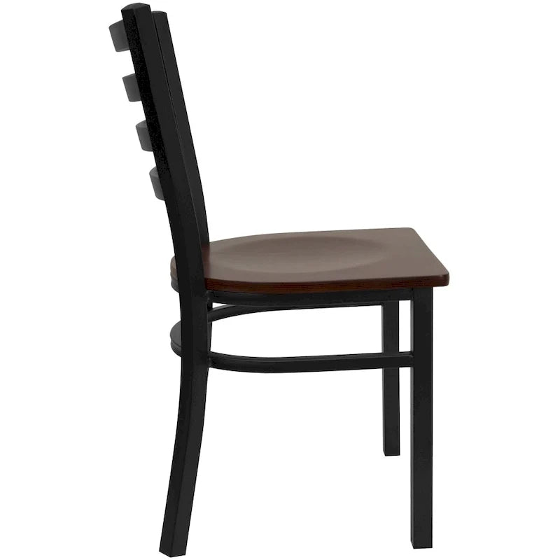 Set di 2 sedie da ristorante in metallo con schienale a scala - 16.5W x 17D x 32.25H - 16.5W x 17D x 32.25H