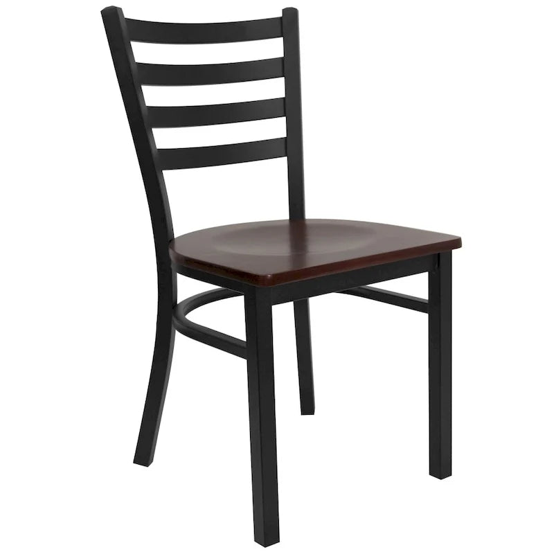 Set di 2 sedie da ristorante in metallo con schienale a scala - 16.5W x 17D x 32.25H - 16.5W x 17D x 32.25H