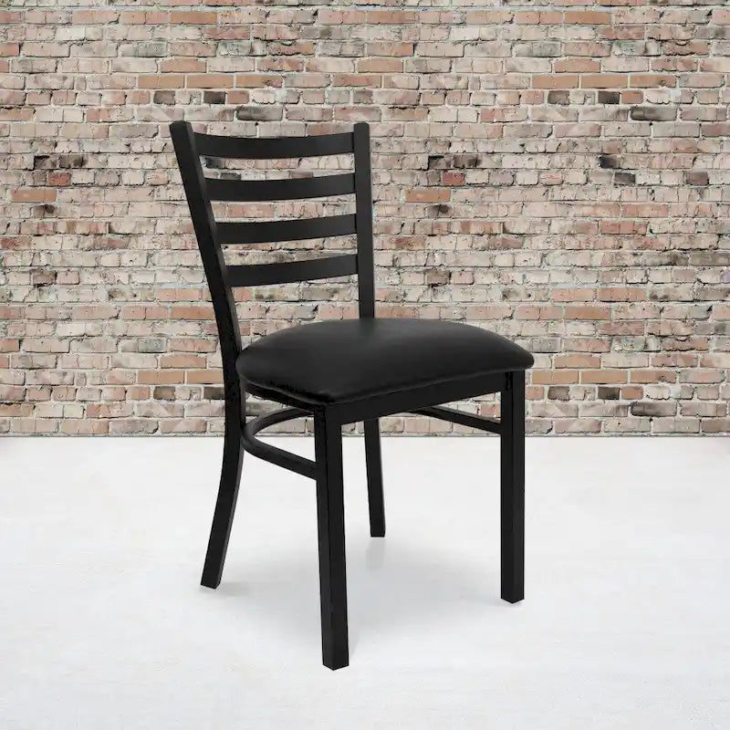 Set di 2 sedie da ristorante in metallo con schienale a scala - 16.5W x 17D x 32.25H - 16.5W x 17D x 32.25H