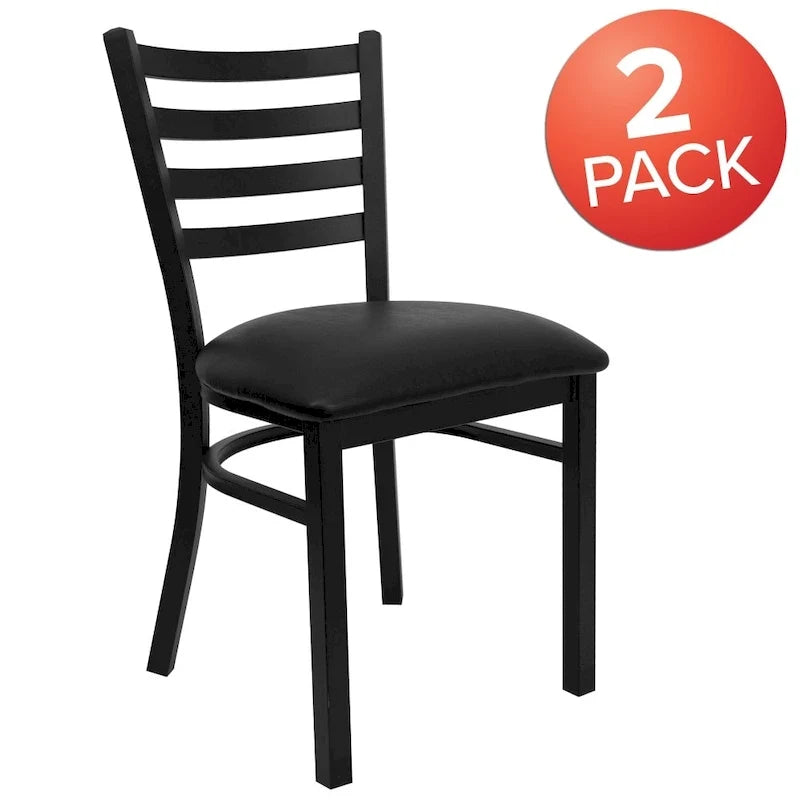 Set di 2 sedie da ristorante in metallo con schienale a scala - 16.5W x 17D x 32.25H - 16.5W x 17D x 32.25H