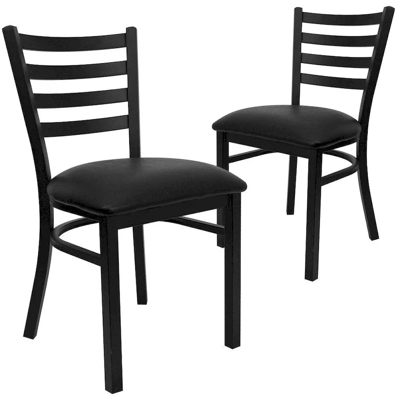 Set di 2 sedie da ristorante in metallo con schienale a scala - 16.5W x 17D x 32.25H - 16.5W x 17D x 32.25H