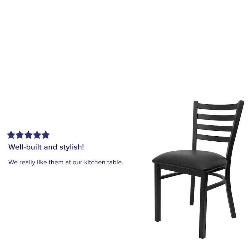 Set di 2 sedie da ristorante in metallo con schienale a scala - 16.5W x 17D x 32.25H - 16.5W x 17D x 32.25H