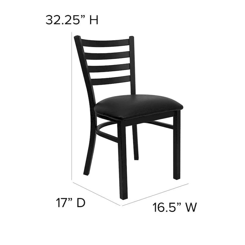 Set di 2 sedie da ristorante in metallo con schienale a scala - 16.5W x 17D x 32.25H - 16.5W x 17D x 32.25H