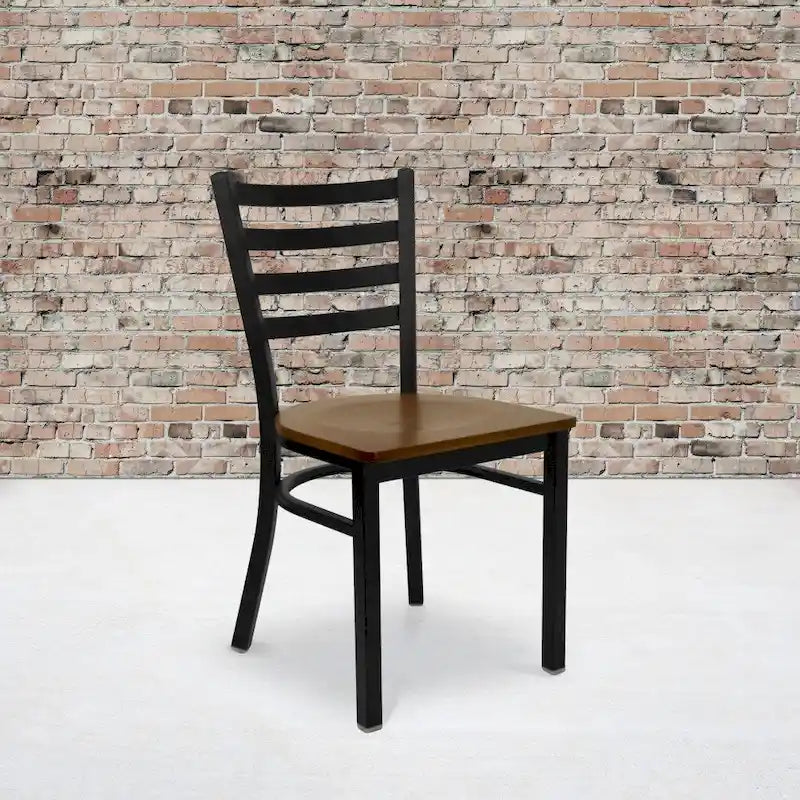 Set di 2 sedie da ristorante in metallo con schienale a scala - 16.5W x 17D x 32.25H - 16.5W x 17D x 32.25H