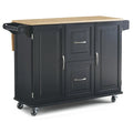 Black Wood Kitchen Cart Modern Style