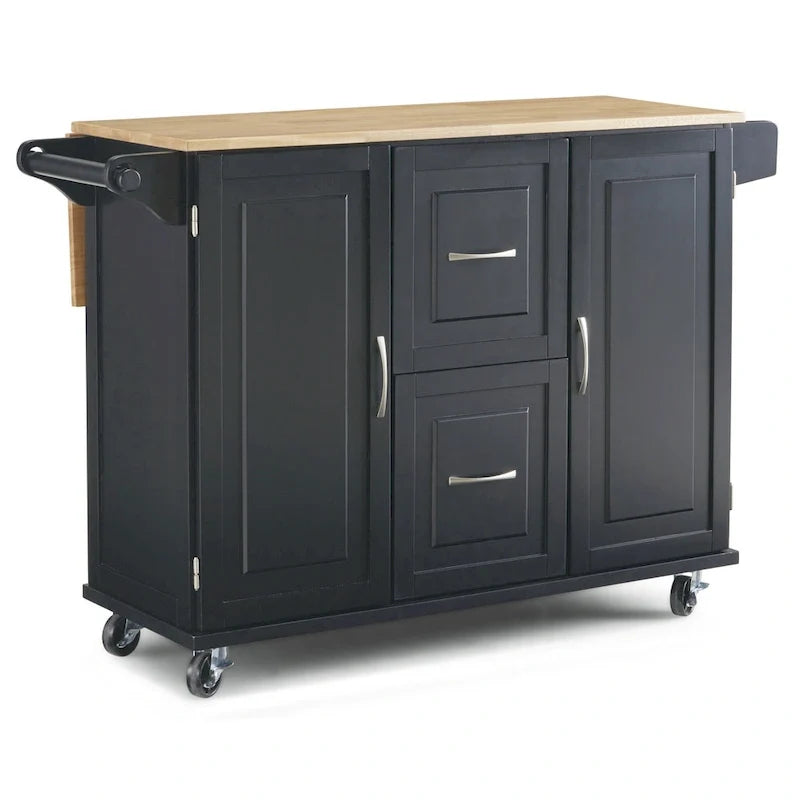Homestyles Dolly Madison Black Wood Kitchen Cart - N/A