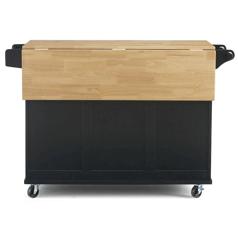 Black Wood Kitchen Cart Modern Style