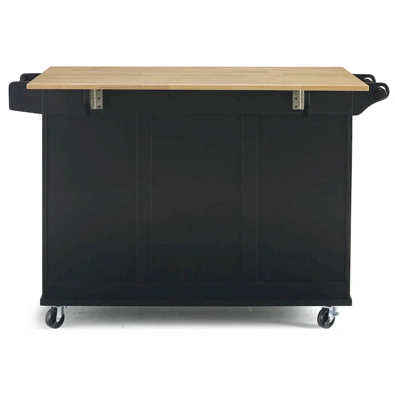 Black Wood Kitchen Cart Modern Style