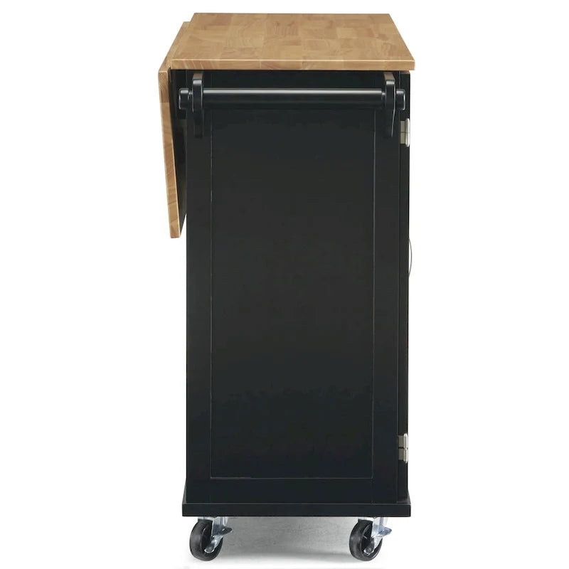 Black Wood Kitchen Cart Modern Style