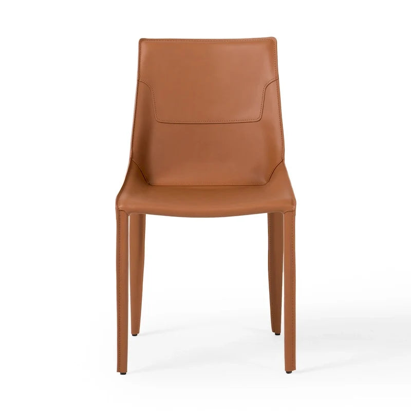 Sedia da pranzo moderna in pelle color cognac (set di 2)