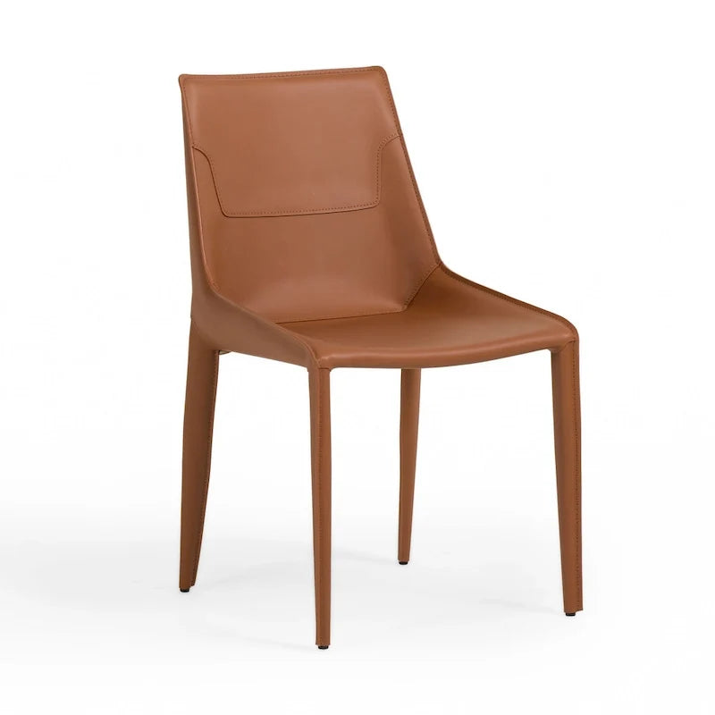 Sedia da pranzo moderna in pelle color cognac (set di 2)