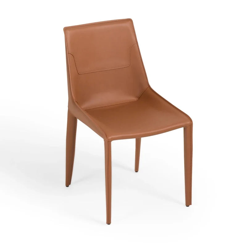 Sedia da pranzo moderna in pelle color cognac (set di 2)