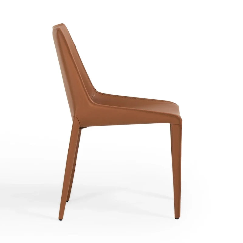 Sedia da pranzo moderna in pelle color cognac (set di 2)