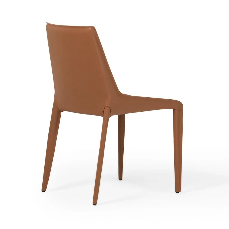 Sedia da pranzo moderna in pelle color cognac (set di 2)